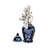 Chinoiserie Traditional Stoneware and Ceramic Lidded Jar with Decorative Motif and Classic Silhouette in Timeless Design for Display or Accent Placement in Living Spaces or Shelf Arrangements-542330468