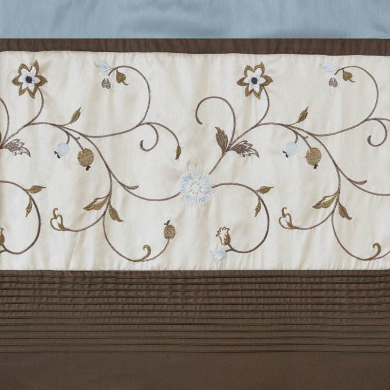 Embroidered Window Valance Blue 50X18", Blue