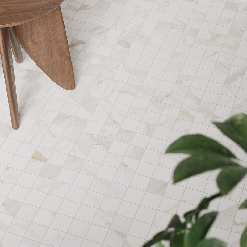 Savannah 2" x 2" Calacatta Gold Satin Porcelain Mosaic Floor and Wall Tile