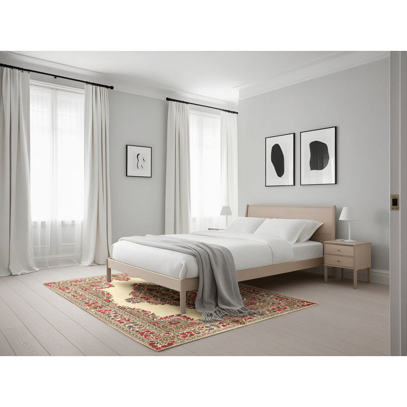 Tapis gris/beige/crème traditionnel, Rectangle 5 pi x 7 pi