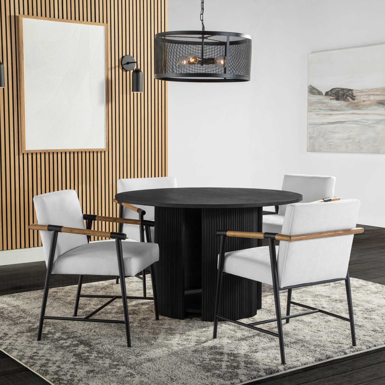 Sorine 5 - Piece Extendable Dining Set, Black, White