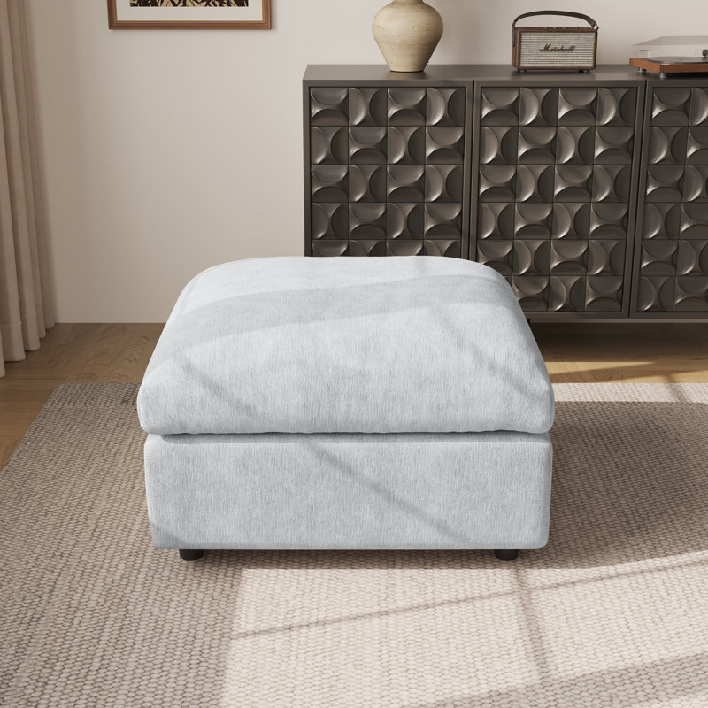 Kessi 33.5" Upholstered Ottoman, Light Gray