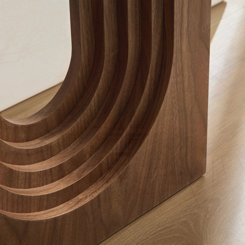 Console étroite avec design bouclé unique, Noyer