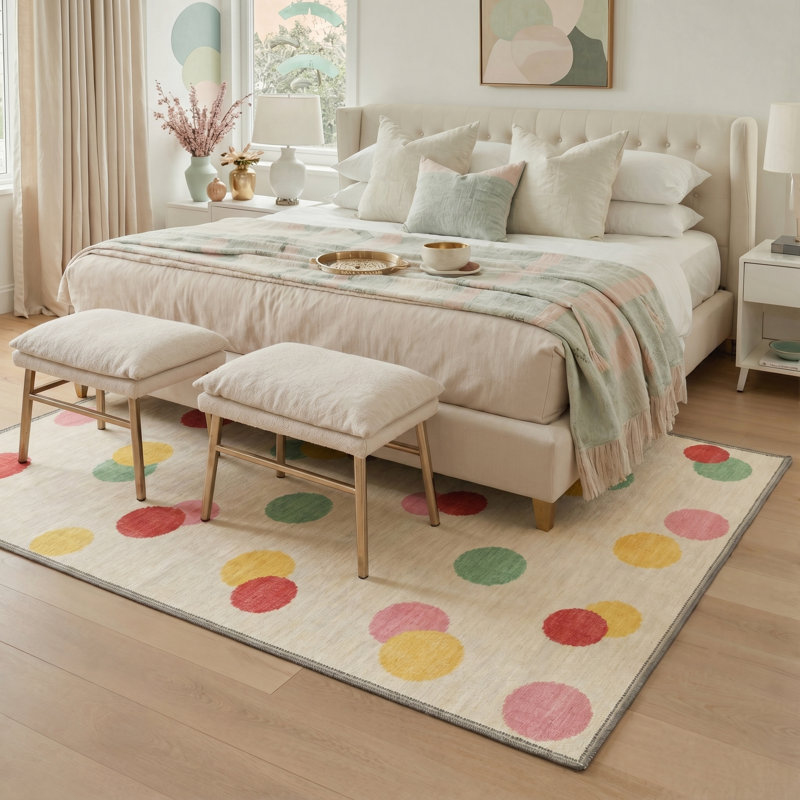 Polara Modern Beige Indoor Geometric Area Rug,Machine washable,with Non-Slip Backing, Rectangle 9' x 12'