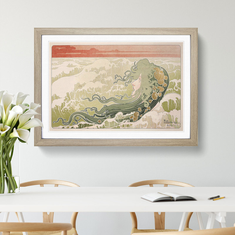 The Wave by Henri Privat-Livemont - Picture Frame Painting, Oak, 48cm H x 65cm W x 2cm D