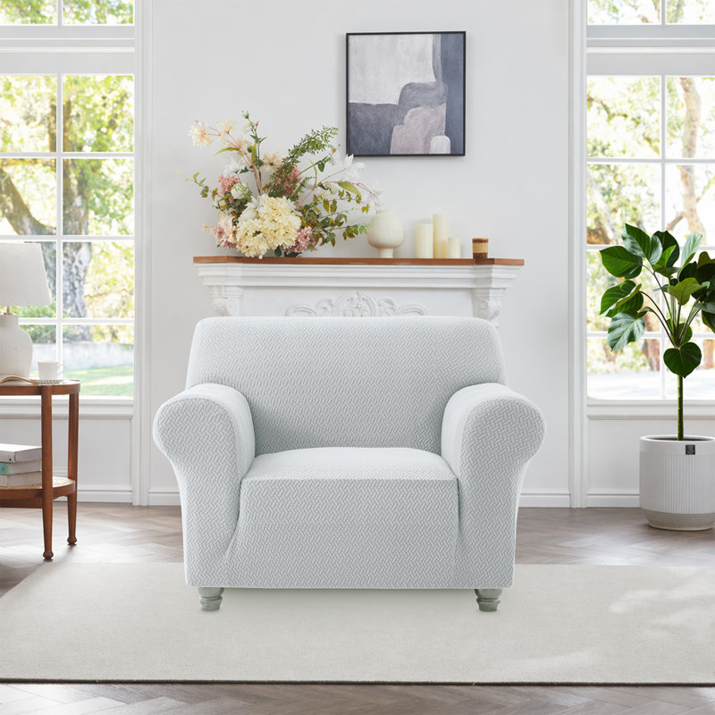 Luxury Spandex Sofa Slip Cover Stretchable Elastic Couch 1 SEATER , Silver