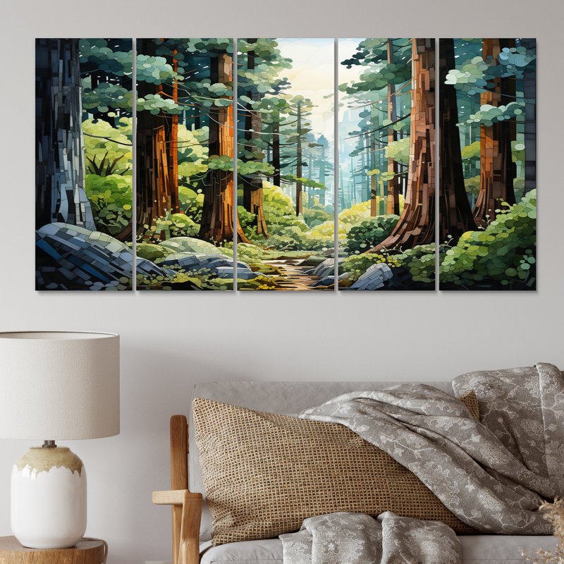 «Redwood Tree Natures Forest I» sur toile, reproduction de 5 pièces