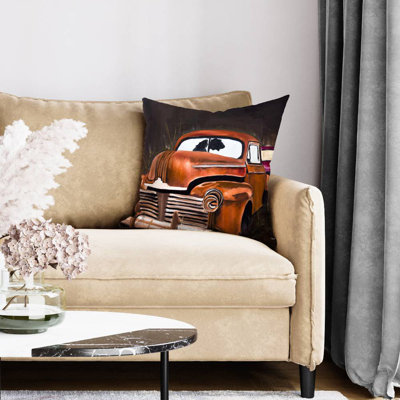 Old car crash - 18"x18" Throw pillow cover - Poly twill - Print on demand