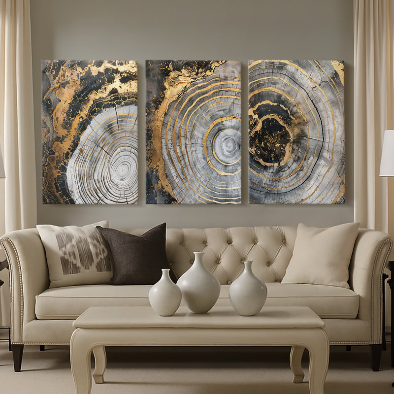 Série ABSTRACT CCLxxix - Toile tendue sur mesure - 3 pièces, H 36 po x l 72 po