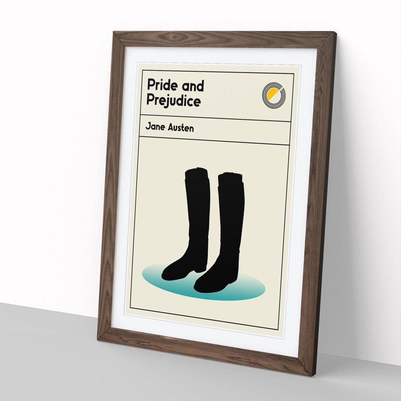 Book Cover Pride and Prejudice Jane Austen - Picture Frame Graphic Art, 65cm H x 48cm W x 2cm D, Walnut