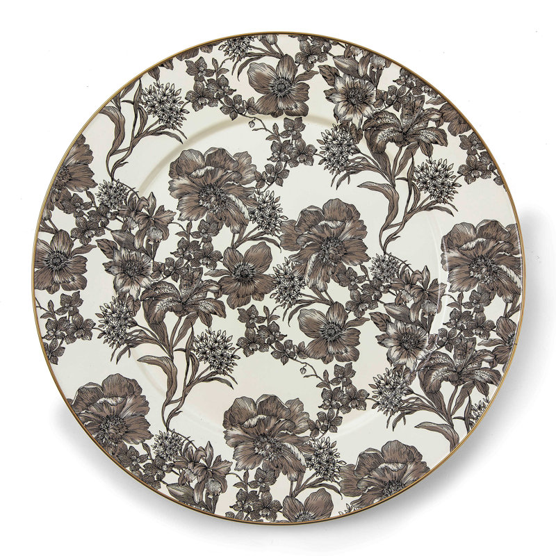 Sterling English Garden Enamel Serving Platter, Gray/White
