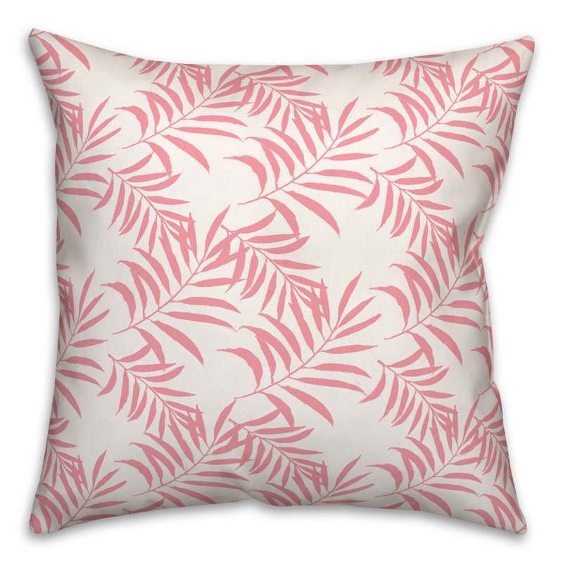  Coussin décoratif floral intérieur / extérieur en polyester, Rose, H 18 po x l 18 po