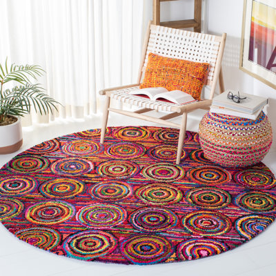Verduzco Bohemian Circles Pink/Yellow/Multi Shag Rug