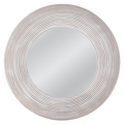 Spin Wood Round Wall Mirror