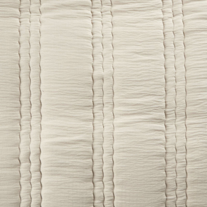 3 pièces de courtepointe gaze très grand / très grand naturel - literie douce avec motif de matelassage en forme de rainure, texture froissée, approuvée, rembourrée à la machine et 2 taies décoratives, courtepointe, look, sans danger pour la peau
