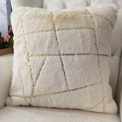 Metallic Faux Fur Throw Pillow
