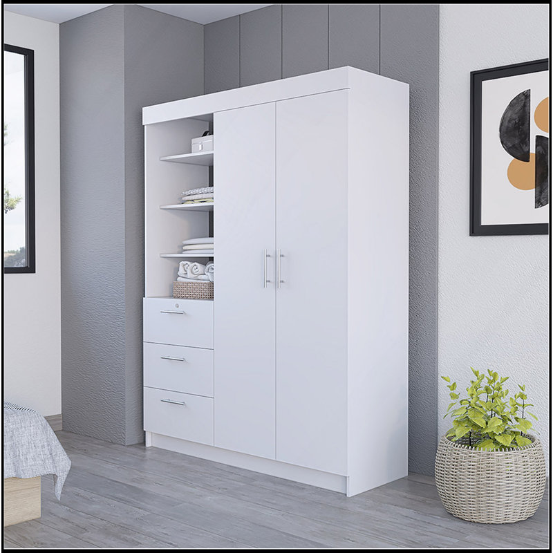 Armoire Rumanu, chambre à coucher, blanc, Blanc