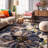 Dichiera Floral Brown/Navy/Cream Non-Slip Rubberback Area Rug-961015299