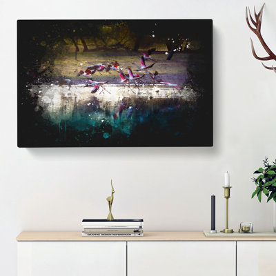 Flamingos Taking Flight - Wrapped Canvas Painting