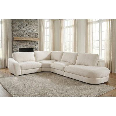 Upholstered Slope Armrest 4 Piece Modular L-sectional