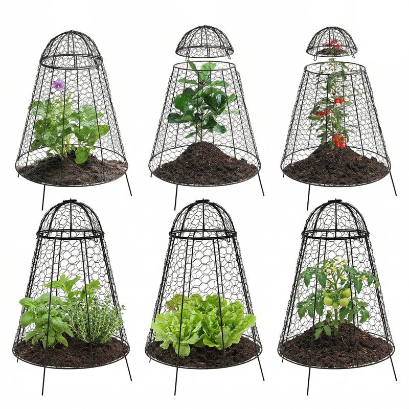 Protecteur de plantes cloche en fer avec couvercle amovible - paquet de 6