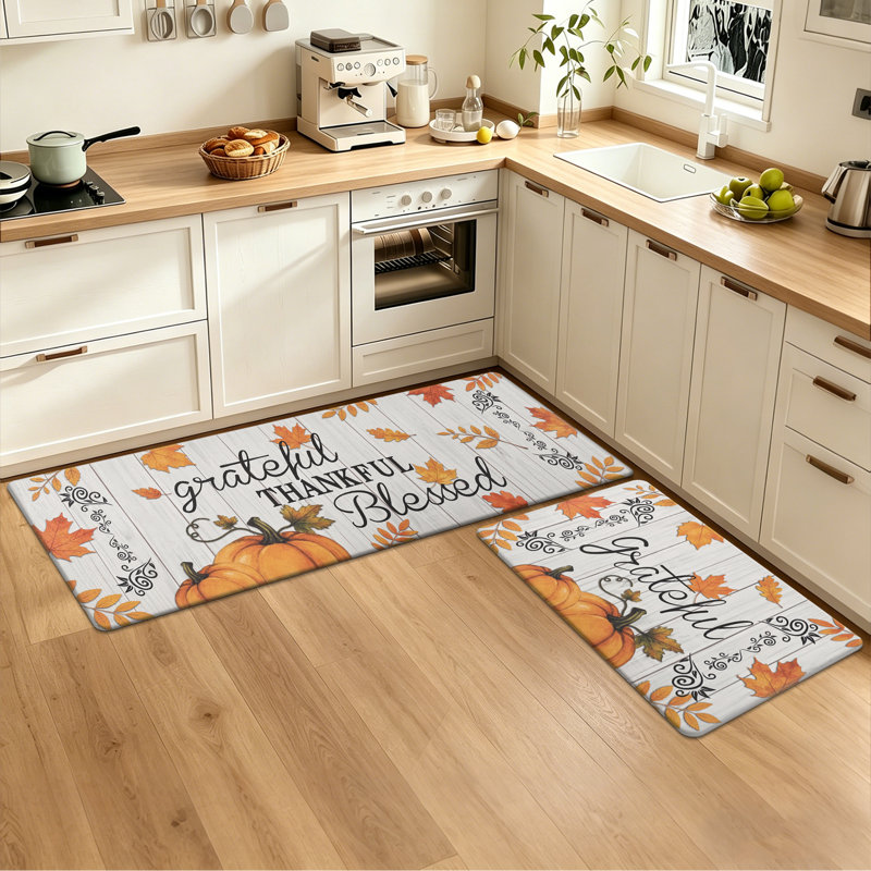 Tapis de cuisine antidérapant et antidérapant (ensemble de 2), Tapis de couloir 18 po x 30 po + 18 po x 48 po, Orange