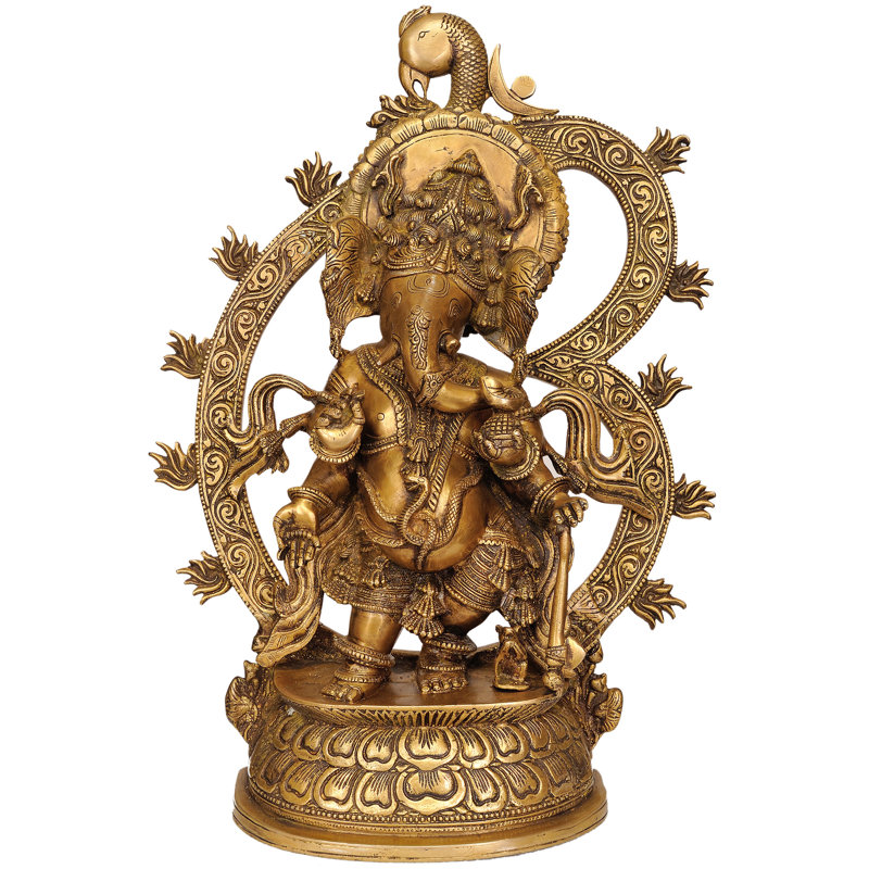 Figurine Bhakawan Ganesha avec une grande om, Or