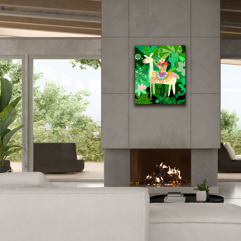 «Llama» par Holly McGee, art mural sur toile, H 30 po x l 26 po x P 1,5 po