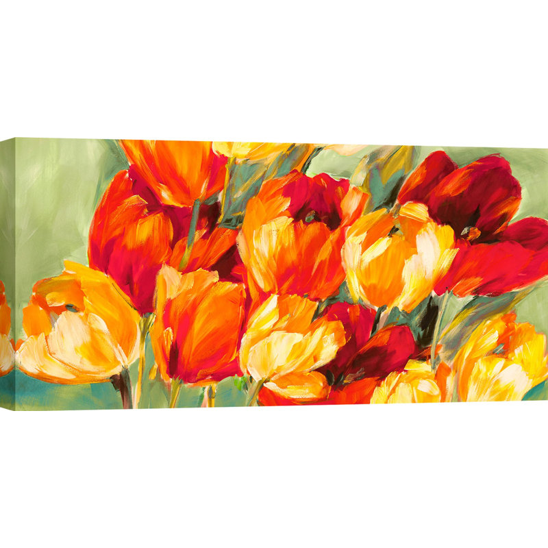 2SN6226 Field Of Red Tulips by Jim Stone - Wrapped Canvas Painting, 50cm H x 100cm W x 4cm D, Yellow/Red/Green