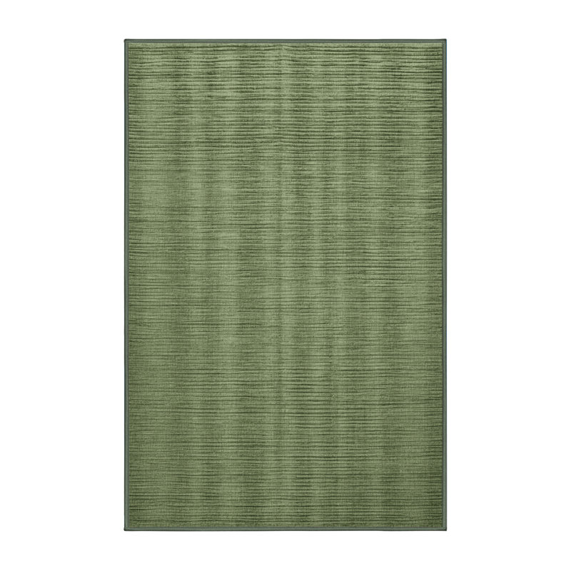 Machine Washable Solid Green Area Rug, Rectangle 8' x 12'