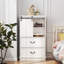 Commode décorative de ferme avec porte coulissante, 5 tiroirs et tablette réglable, blanc