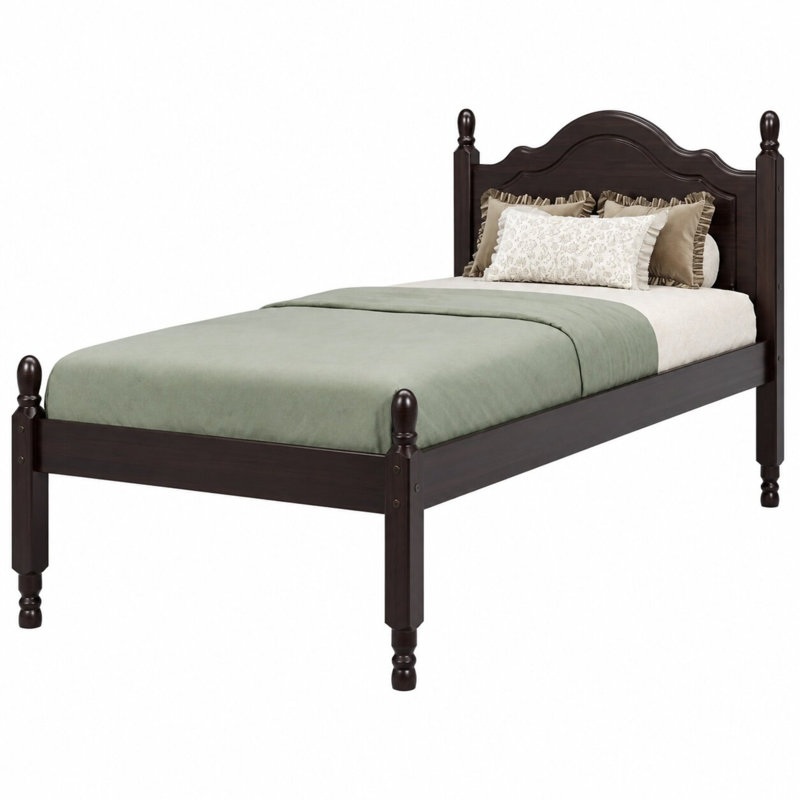 Kielin 100% Solid Wood Reston Bed Twin, Twin, Espresso