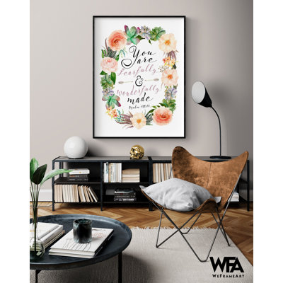 «Psaume 139-14» par Tara Moss, idée de cadeau de grand-mère florale, belle entrée de verset de la Bible, impression encadrée