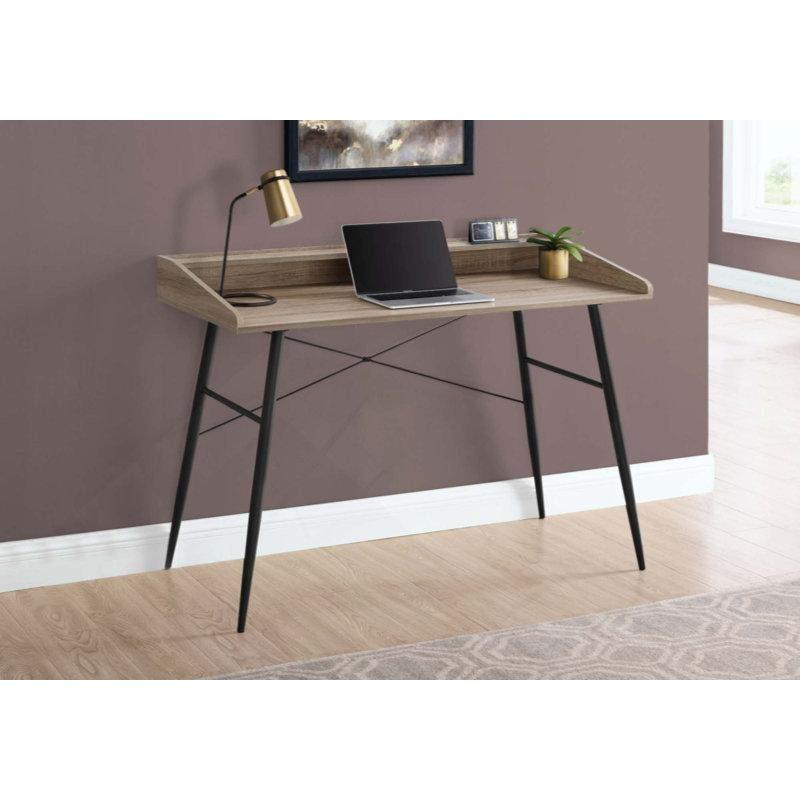 Bureau d'ordinateur, bureau personnel, ordinateur portable, tablettes de rangement, travail, métal, contemporain, moderne