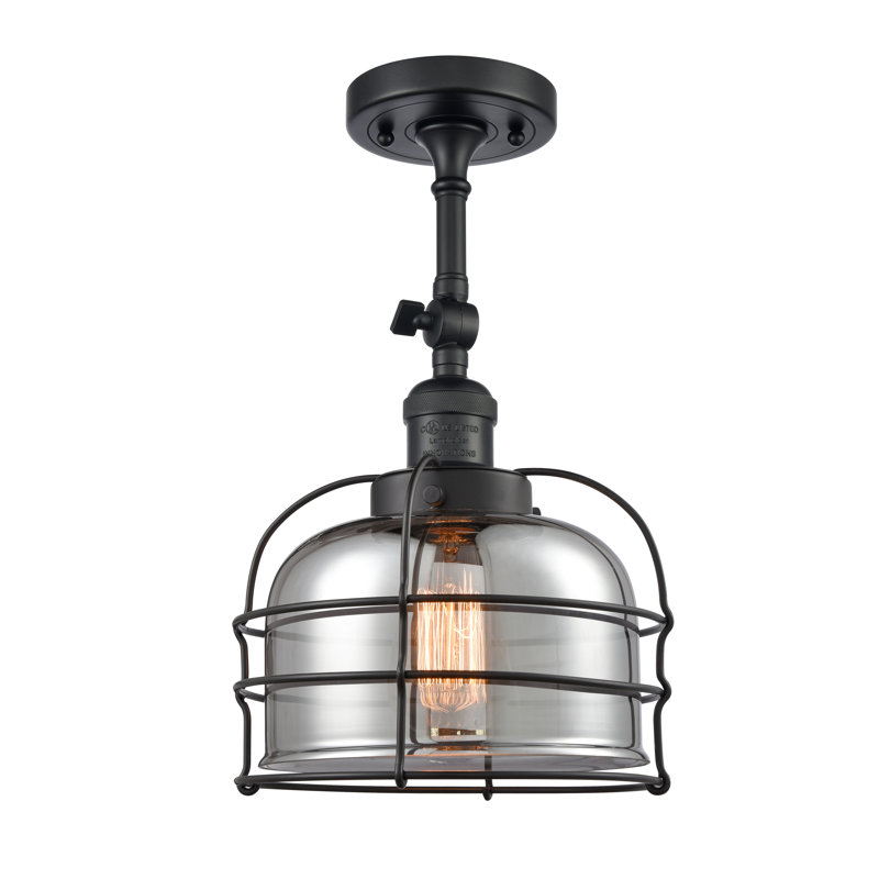 Applique murale 1 lumière 9 "Bell Cage, Ampoule incandescente de 60 watts, Plaqué couleur fumée, Noir mat