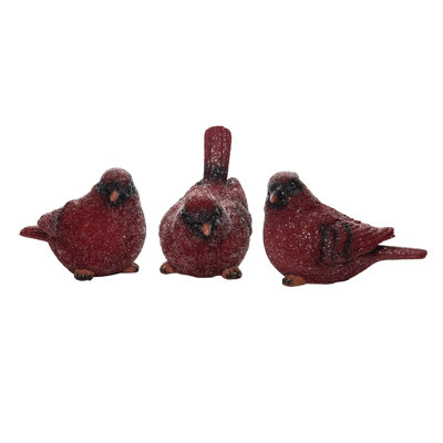  Ensemble de 3 cardinaux en résine rouge 4,5 po