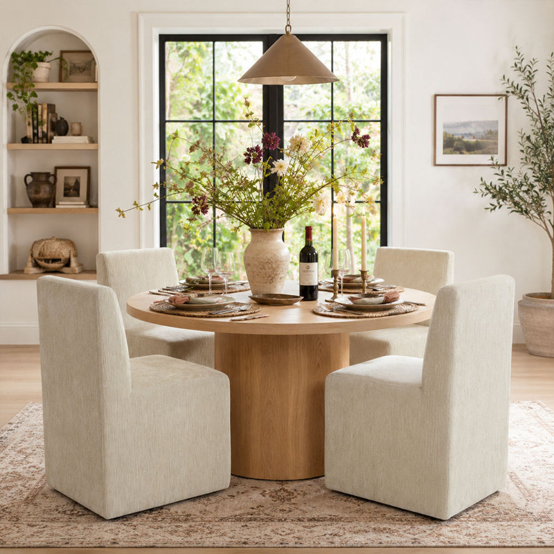 Chaise rembourrée en chenille avec roulettes cachées, Gruau