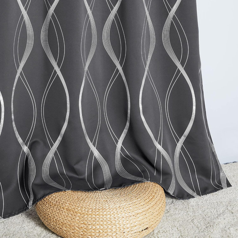 Ensemble de 2 rideaux gris occultant rayés pour le salon de 84 po de long et 2 panneaux, isolant et isolant à rideaux isolants et isolants pour porte de patio (52 x 84)