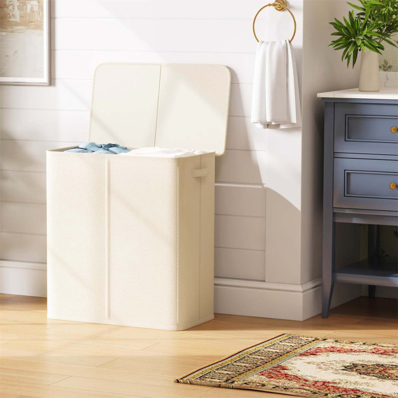 Bhargava Fabric Laundry Hamper, 69 x 60 x 35, White