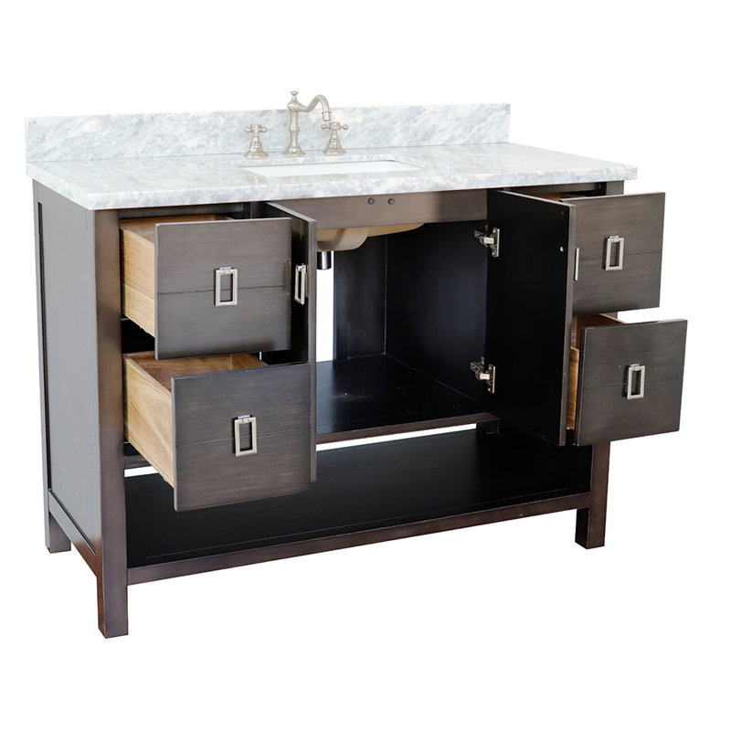 Wilhoit 49'' Single Bathroom Vanity with Top, Silvery Brown/White Carrara