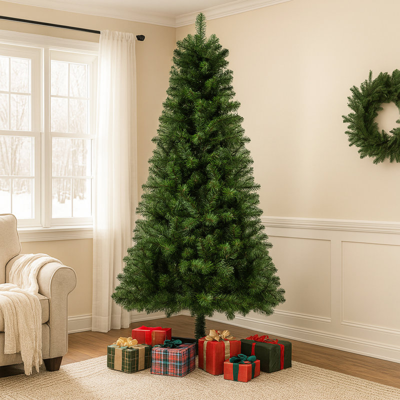 Arbre de Noël artificiel à charnière de 6 pi avec 582 pointes, branches complètes, support en plastique Holiday à 4 pieds pour la décoration intérieure, look, installation rapide, coffre-fort, support léger, arbre de décoration créatif, conseils et