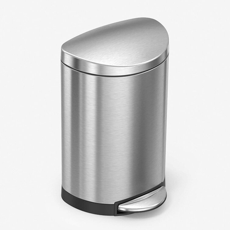 Simplehuman 6L Semi-Round Pedal Bin, Brushed Stainless Steel