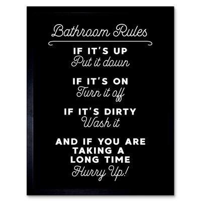 Toilet Rules Sign - Single Picture Frame Print