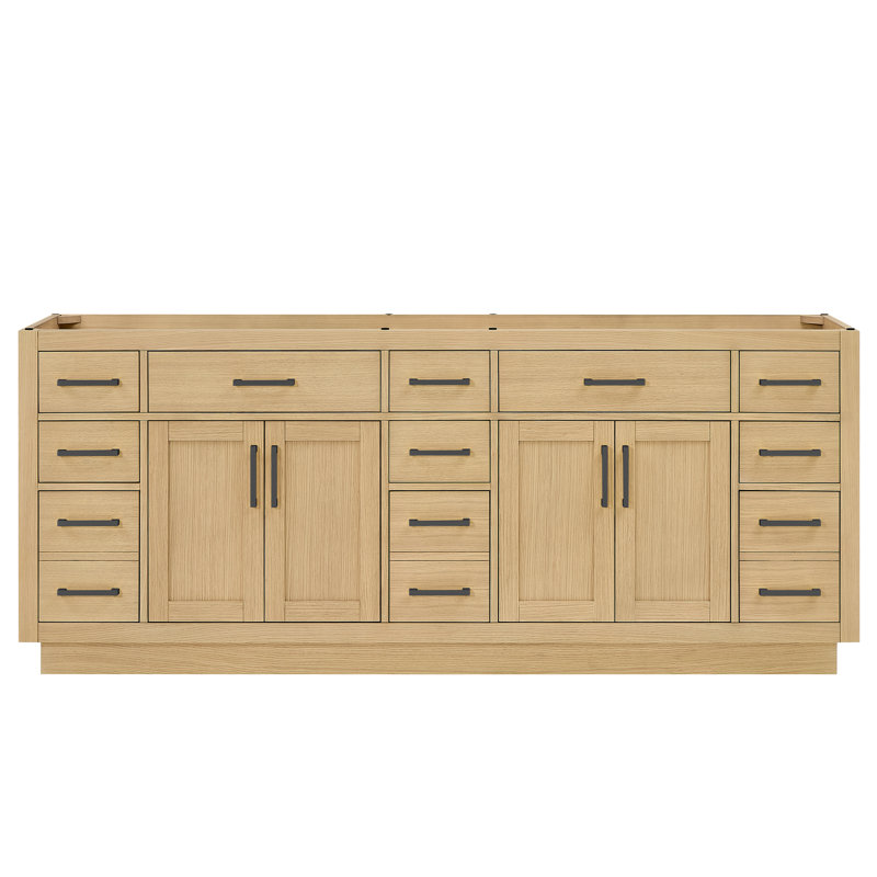 Base de meuble-lavabo double autoportante de 83 po Beckett, Blanc, Nickel brossé