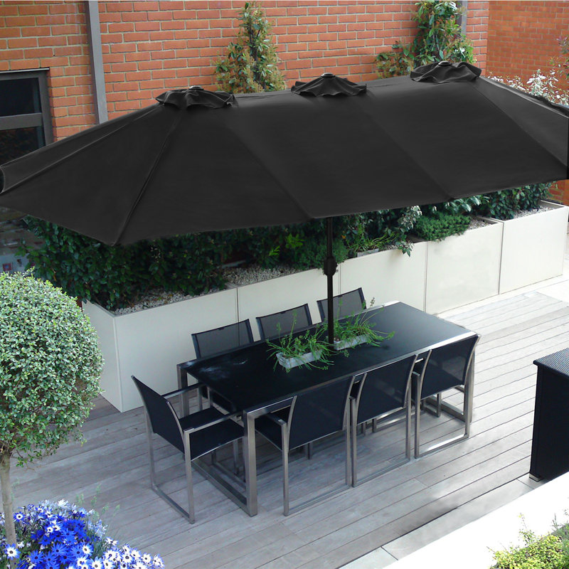 Parasol de marché double 180 po June, Noir