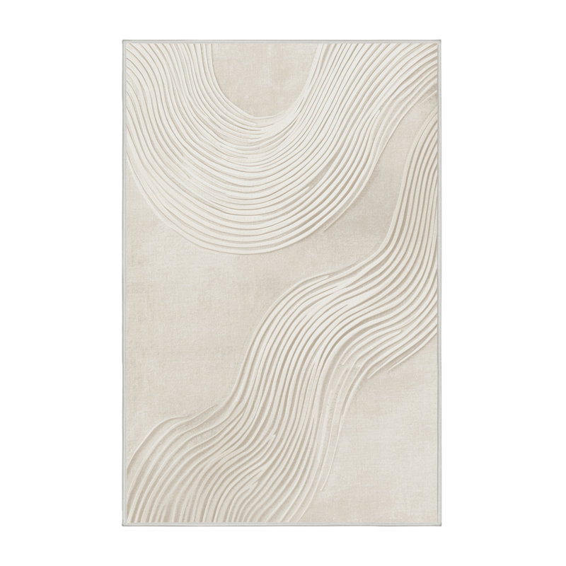 Soft Plush Etamin New Years Modern & Contemporary Abstract Area Rug in Gray – White Binding, 6x9