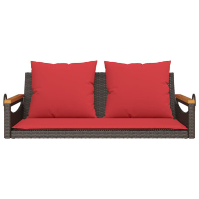 Ebern Designs Swing Bench With Cushions Brown 42.9"X24.4"X15.7" Poly Rattan