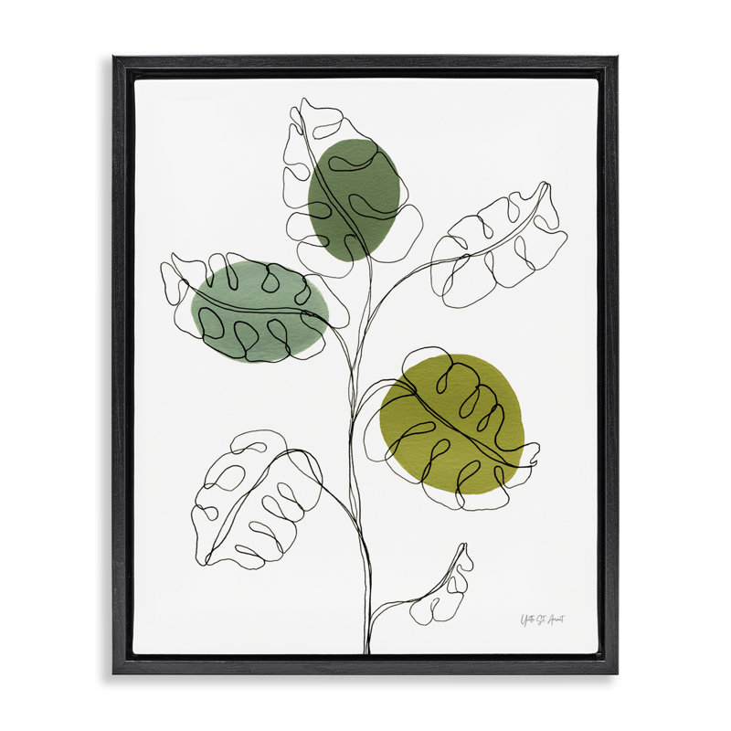 "Modern Garden Leaves", art mural encadré sur toile flottante par Yvette St. Amant, Cadre flottant noir de jais