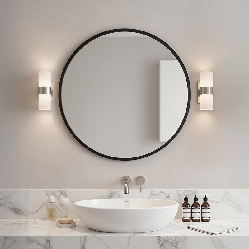 Round Dresser Mirror, Black, 61 cm H x 61 cm W