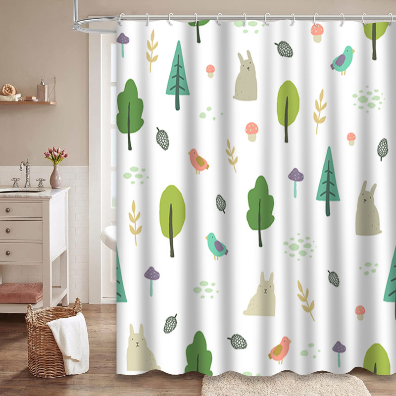 Mignon rideau de douche avec 12 crochets, L 72 po x l 72 po